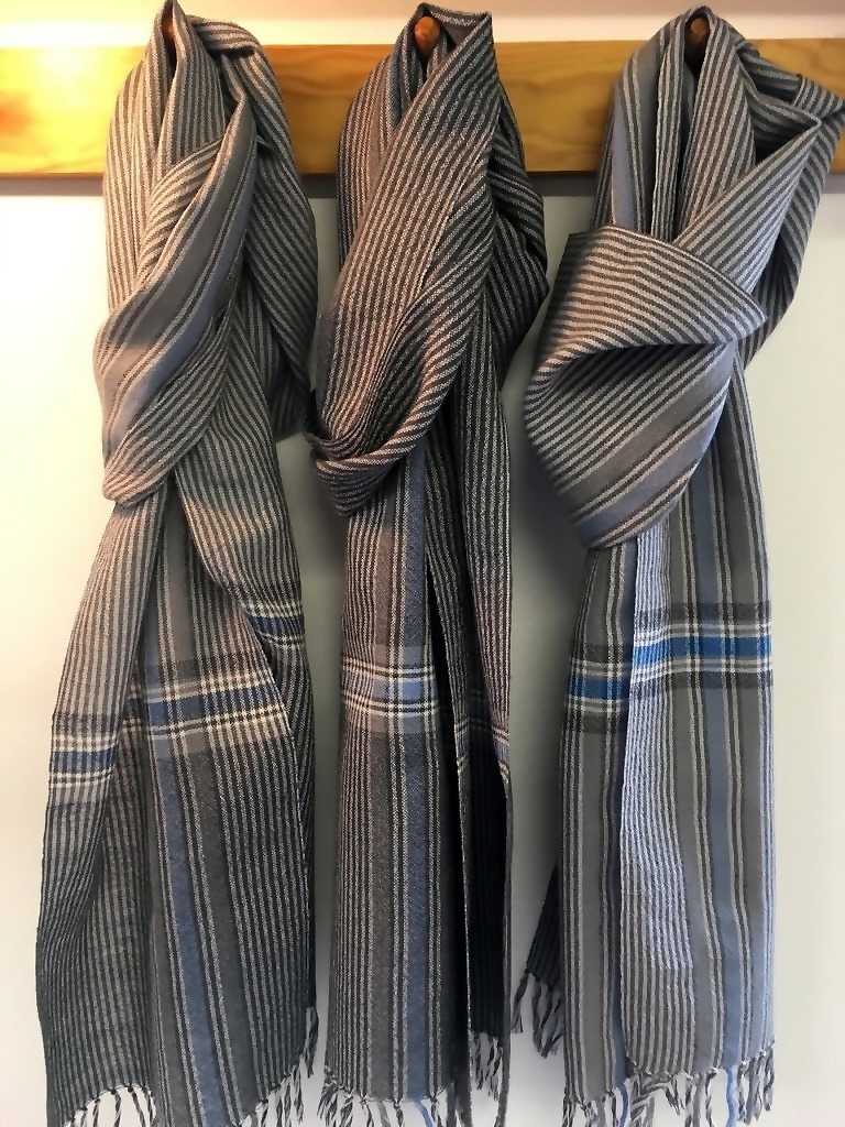 Worsted spun wool scarves