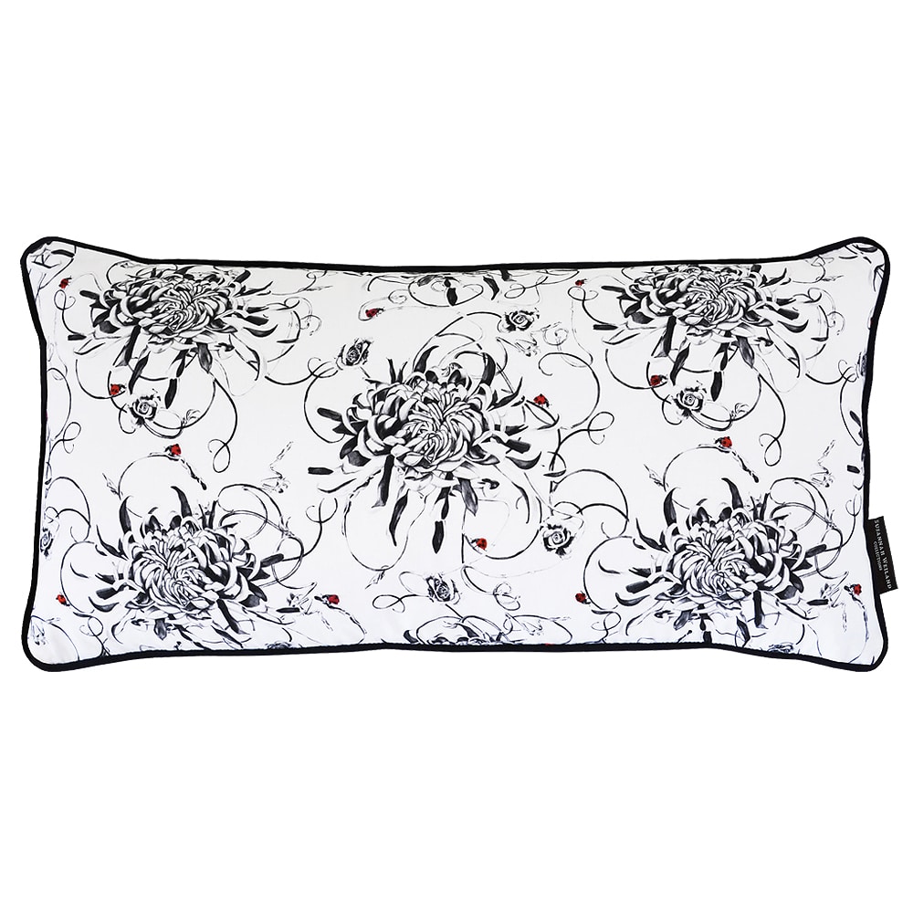 Entangled Chrysanthemums Hand Embroidered and Beaded Bolster Cushion