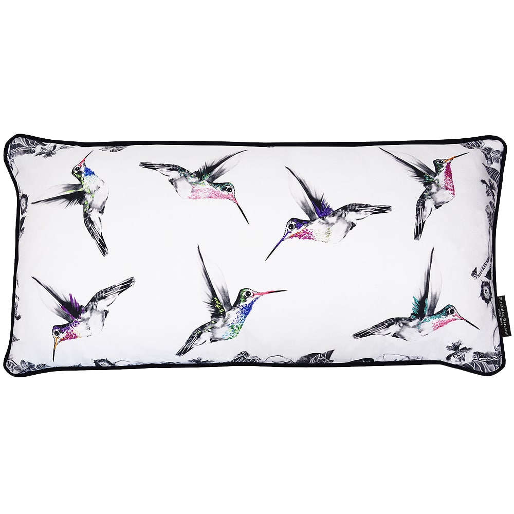 Mix Hummingbirds Hand Embroidered and Beaded Bolster Cushion