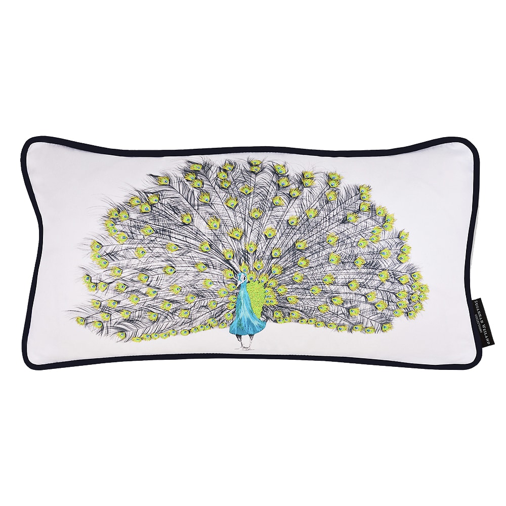Parker The Peacock Hand Embroidered and Beaded Cushion