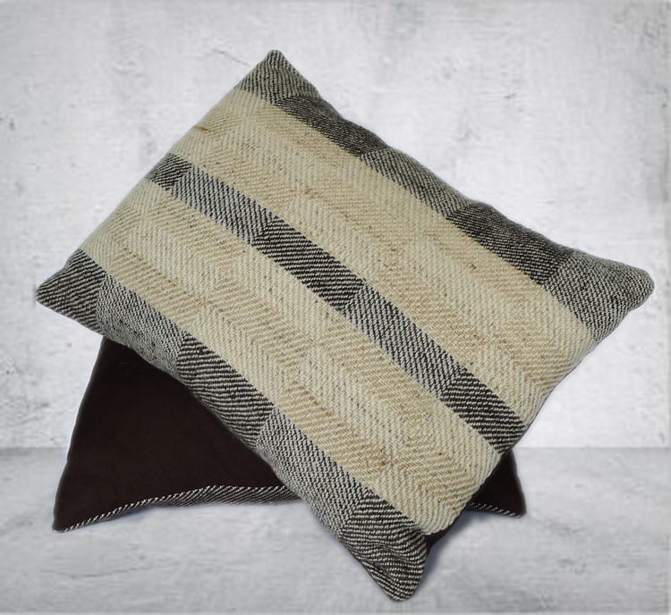 Contemporary Nettle Tweed Cushion, Blocks