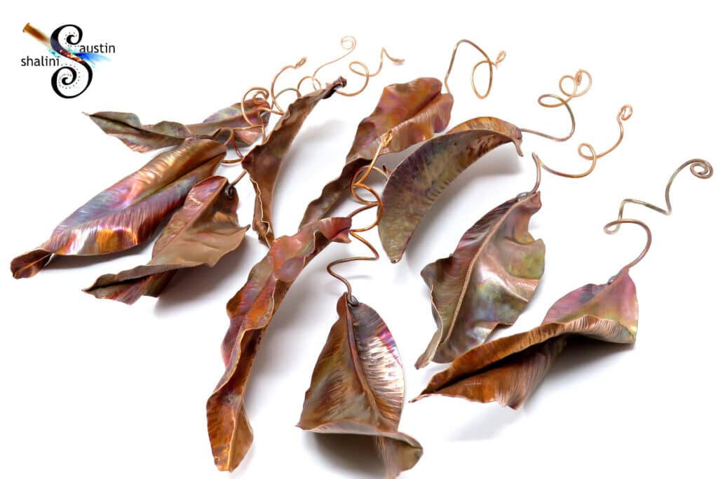 Decorative Copper Leaf Sculptures
