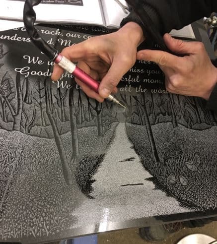 Etching onto granite