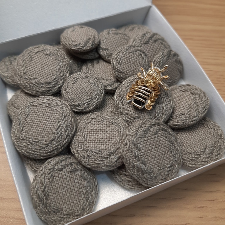 Embroidered Buttons & Goldwork Bee