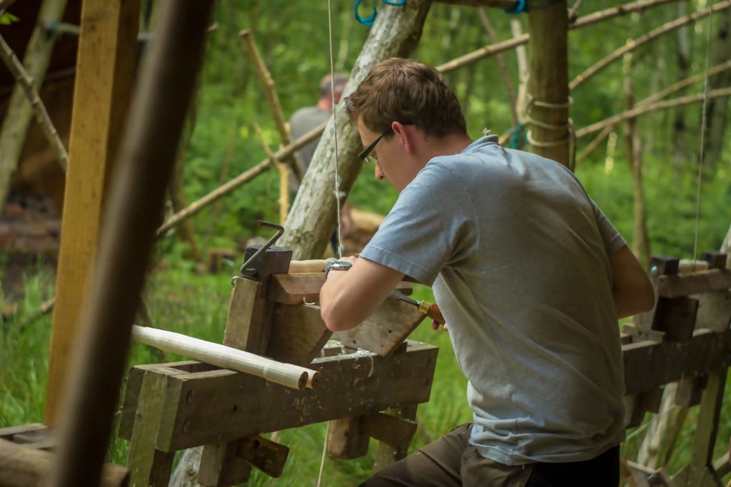 Greenwood/pole lathe turning – Stool Making