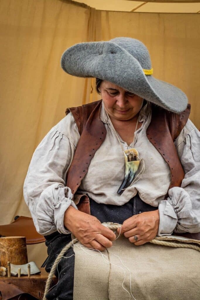 Sailmaker at work 16th-17th century