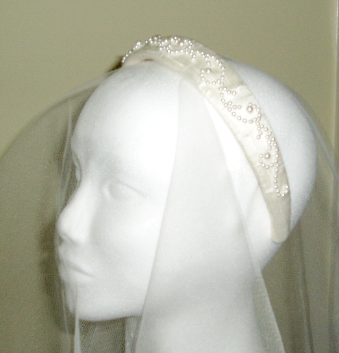 Hand beaded headdress Made by Anne Fontenoy Beads hand sewn onto a headband covered with 100% silk.  Made to order.