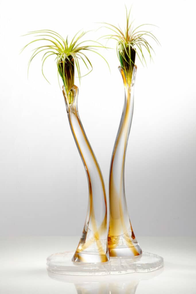 Oasis Made by Allister Malcolm Glass Limited Standing 40 cm tall these pieces, these cradle an air plant. Soon to be listed on the website.