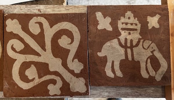 Tree of life pattern from Winchester College and elephant from Muchelney Church