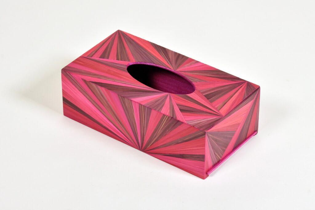 Straw marquetry tissue box